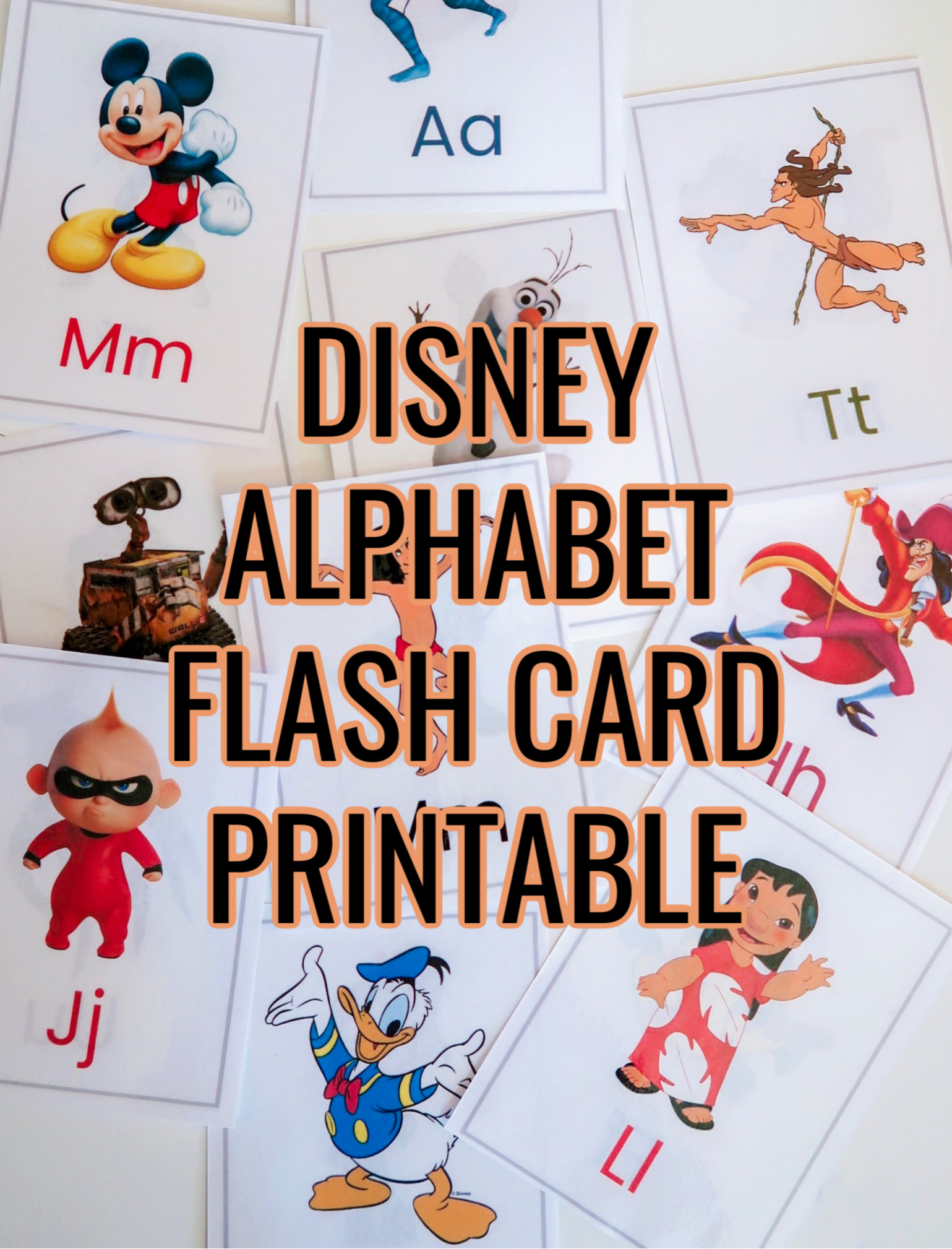 disney alphabet flash cards – free printable